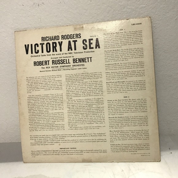 VICTORY AT SEA Vol. 1 Vinyl LP LSC-2335 1959 Shaded Dog Washed W/ New Sleeve - Picture 2 of 12